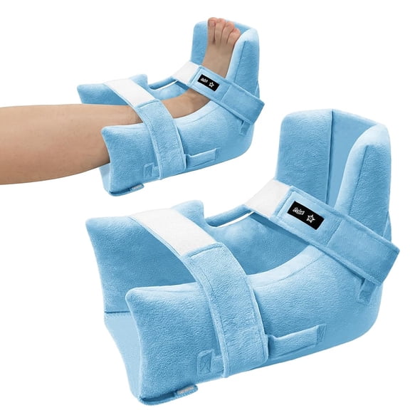 CAVENDY Heel Protectors for Pressure Sores, Heel Cushion Protectors with Hot/Cold Pack Pocket, Silver Fox Plush Ankle Pillow for Heel Pain Relief, Adjustable Foot & Ankle Straps