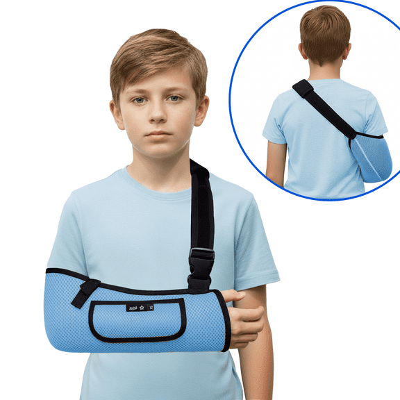 CAVENDY Kids Arm Sling Shoulder Immobilizer for Arm,Wrist,Elbow Injury Lightweight Breathable Sling with Adjustable Shoulder Strap Mesh Arm Support Brace for Children,Boys,Girls
