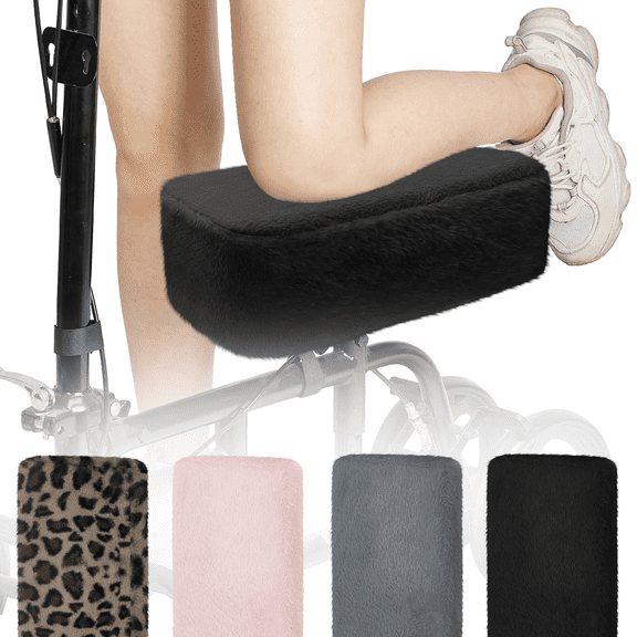 CAVENDY Knee Scooter Pad Cover - Soft Fluffy Plush Memory Foam Pad, 2 Inch Thick Comfort Padding, Machine Washable, Suitable for Knee Walker Accessories, Universal Fit
