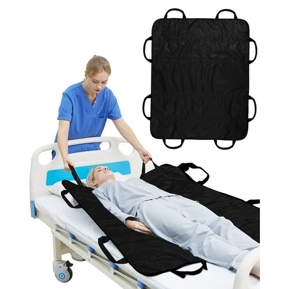 CAVENDY Positioning Bed Pad for Elderly with Reinforced Handles 46.5" x 38.5" Patient Transfer Sheet Waterproof Washable Transfer Board Slide Sheet for Moving Patients,Turning,Lifting