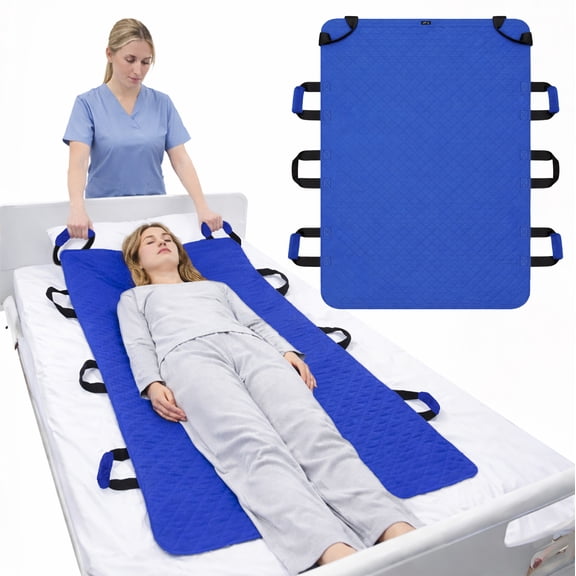 CAVENDY Positioning Bed Pad Waterproof Fabric (Black) | With 8 Reinforced Handles and 4 Soft Handle Pads,Slide Sheets for Moving Patient,Double-layer,Machine Washable and Reusable