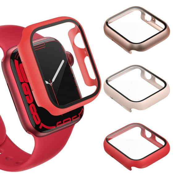 CAVN 3-Pack Apple Watch Series 7 Screen Protector with Tempered Glass Screen Hard PC Watch Case 45 mm