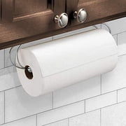 CAXXA Adhesive Under Cabinet Paper Towel Holder Dispenser with Screws for Kitchen Utility Room Laundry Pantry Chrome 2 Pack