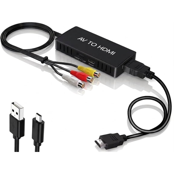 CAYMULLER RCA to HDMI Converter, Composite to HDMI Adapter Support 1080P PAL/NTSC Compatible with PS one, PS2, PS3, STB, Xbox, VHS, VCR, Blue-Ray DVD Players