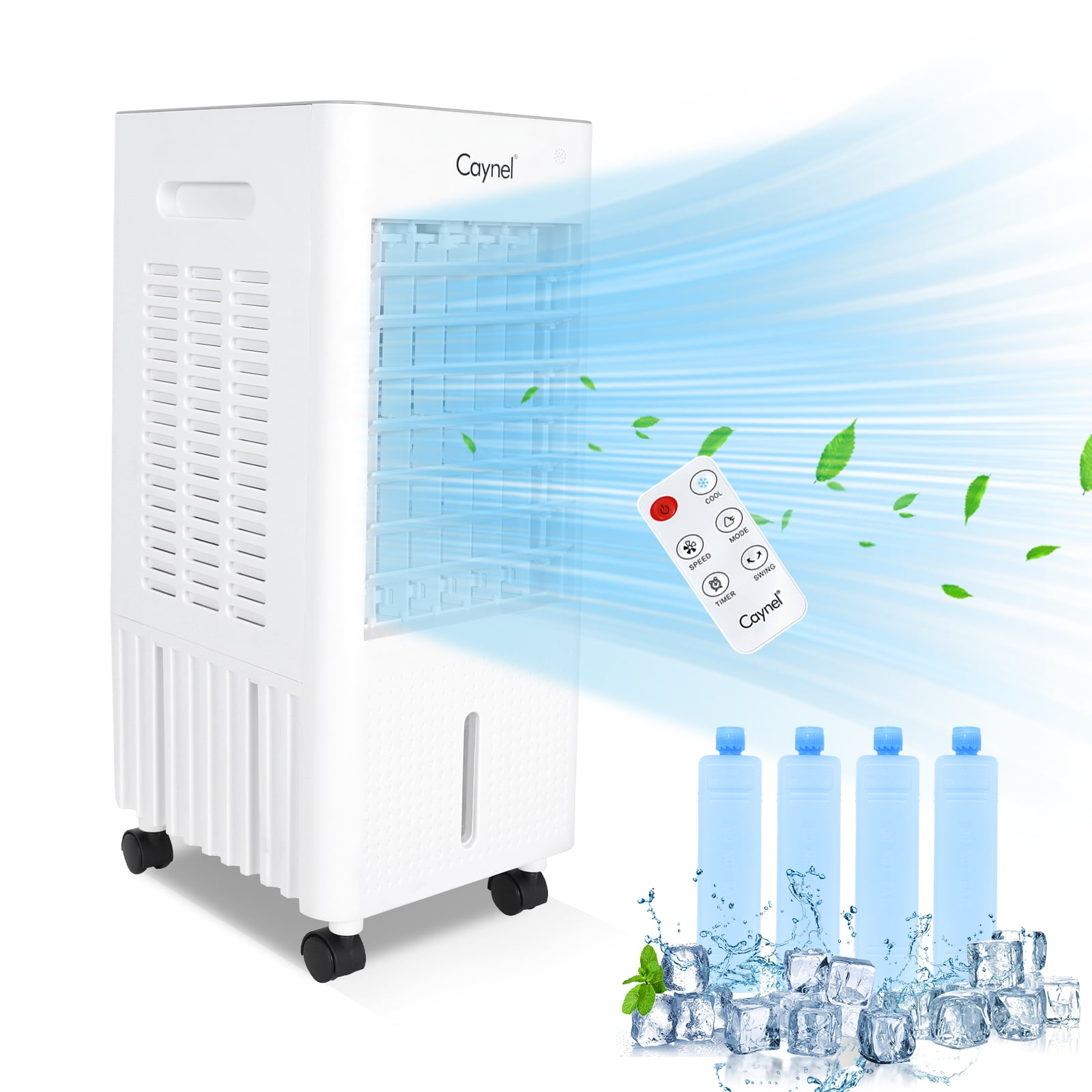 CAYNEL Portable Air Conditioners w/Remote, 4 Modes & 3 Speeds,Waterless Alert System & 1.45-Gal Tank for 20H Cooling, 7.5H Timer for Auto Off,3-IN-1 Evaporative Air Cooler for Room Bedroom Office