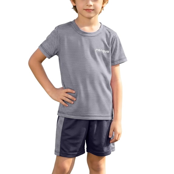 CAZOFW Boys Athletic Sets,Mesh,Breathable,Quick-Drying Tee Top and Basketball Shorts Set,2 Piece,Size 10-11 Years