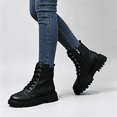 thumbnail image 1 of CAZOFW Combat Boots for Women Lace Up Ankle Boots with Side Zipper and Chunky Flatform Sole, 1 of 9