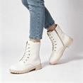 thumbnail image 1 of CAZOFW Combat Boots for Women Lace Up Mid Calf Boots with Side Zipper and Chunky Heel, 1 of 9