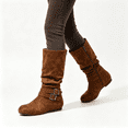 thumbnail image 1 of CAZOFW Knee High Boots for Women Buckle Side Zip Boots with Low Block Heel, 1 of 8