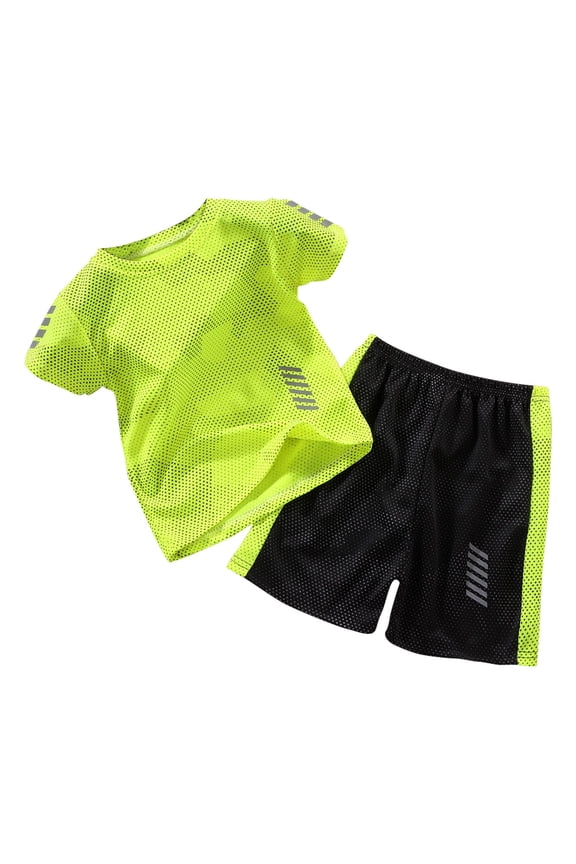 Little Boys Athletic Sets,Mesh,Breathable,Quick-Drying Running Shorts Set,2 Piece,Size 9-10 Years