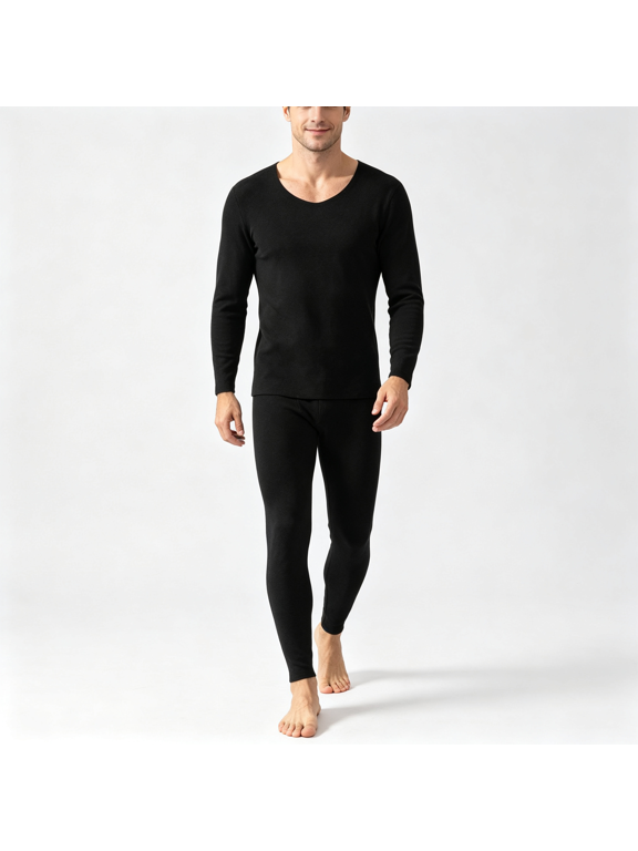Mens Thermal Underwear,Silk Patch Warm Base Layer Set V-Neck Long Sleeve Size XL-4XL