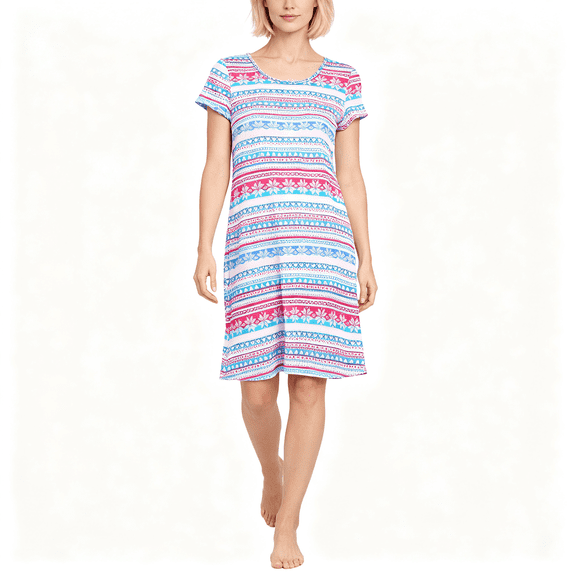 CAZOFW Nightgown Women,Short Sleeve Printed Loose Pajama Dress for Women Casual Sleepshirts Loungewear Sizes S-XL