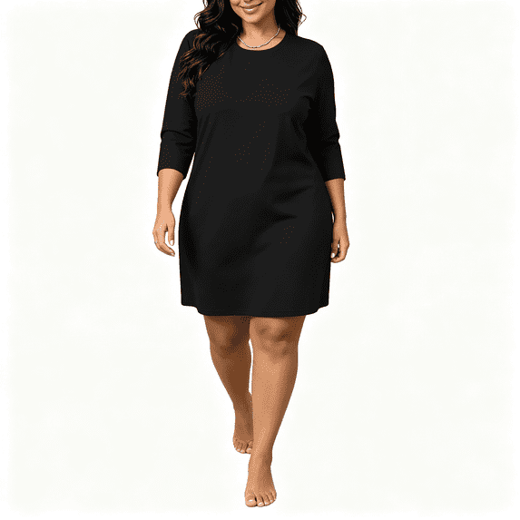 CAZOFW Nightgowns for Women Plus Size,3/4 Sleeve Round Neck Soft Casual Short Nightgown Sizes L-5XL