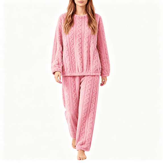 CAZOFW Pajamas for Women,Crew Neck Pullover Long Sleeve Top Pants Set Casual Loungewear Sizes S-XL