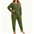 thumbnail image 1 of CAZOFW Pajamas for Women Plus Size,2 Piece Long Sleeve Top,Long Pant Loungewear Pjs Sizes XL-5X, 1 of 6