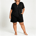 thumbnail image 1 of CAZOFW Pajamas for Women,Plus Size 2 Piece Short Sleeve Top,Pockets Drawstring Shorts Pant,Loungewear Pjs Sizes XL-5X, 1 of 6