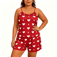 thumbnail image 1 of CAZOFW Pajamas for Women,Plus Size Heart Print Cami Shorts Set, Sleeveless Sleepwear Lounge Outfit Sizes XL-5X, 1 of 7