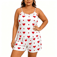 thumbnail image 1 of CAZOFW Pjs for Women,Plus Size Heart Print Cami Shorts Set, Sleeveless Sleepwear Lounge Outfit Sizes XL-5X, 1 of 7