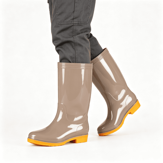 CAZOFW Rain Boots for Women Waterproof Mid Calf Boots with Grip Resistant Sole for Garden