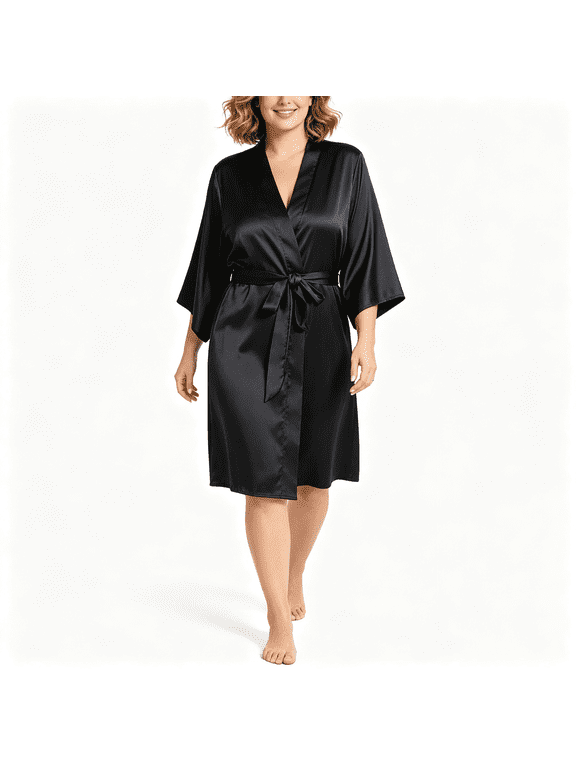 Satin Robes for Women,Silky Short Sleeve Casual Soft Sleepwear Loungewear Size S-4XL