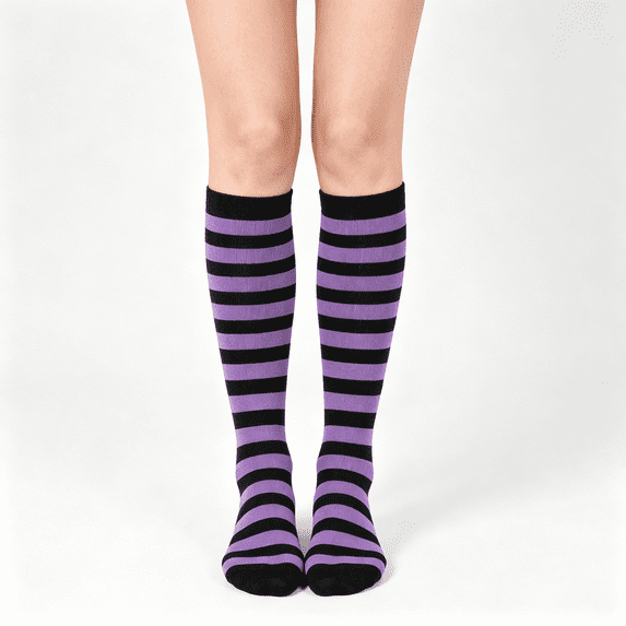 CAZOFW Socks Women Knee High Striped Christmas Socks, Warm Soft Stretchy Knit, Cozy Winter Casual Legwear Daily