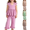thumbnail image 1 of CAZOFW Summer Toddler Girls 2 Piece Outfits,Cotton Plaid Tank Dress Top and Pants,Size 2-3t, 1 of 5