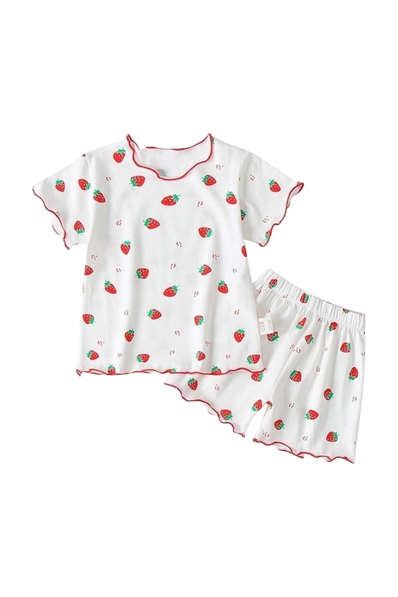 Summer Toddler Girls 2 Piece Outfits,Ruffle Hem Short Sleeve Top and Shorts Set,Size 2-3t