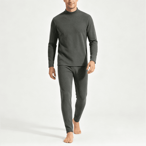 CAZOFW Thermal Underwear for Men,Soft Warm Base Layer Set High Elastic Long Sleeve Top Bottom Outfit Size XS-2XL