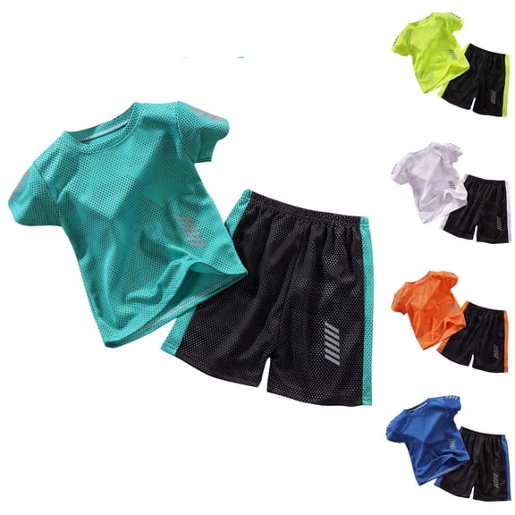 CAZOFW Toddler Boys Athletic Sets,Mesh,Breathable,Quick-Drying Running Shorts Set,2 Piece,5-6 Years