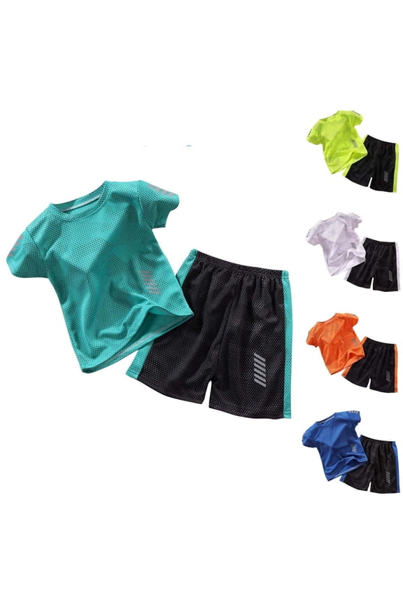 Toddler Boys Athletic Sets,Mesh,Breathable,Quick-Drying Running Shorts Set,2 Piece,5-6 Years