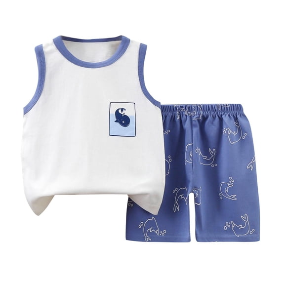 CAZOFW Toddler Boys Graphic Tank Top,Summer Cotton Animal Print Top and Shorts Outfit Sets,2 Piece,Size 4-5t
