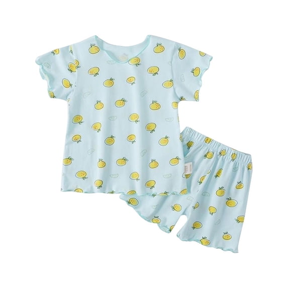 CAZOFW Toddler Girls 2 Piece Outfit Sets,Ruffle Hem Short Sleeve Top and Shorts Set,Size 12-24 Months