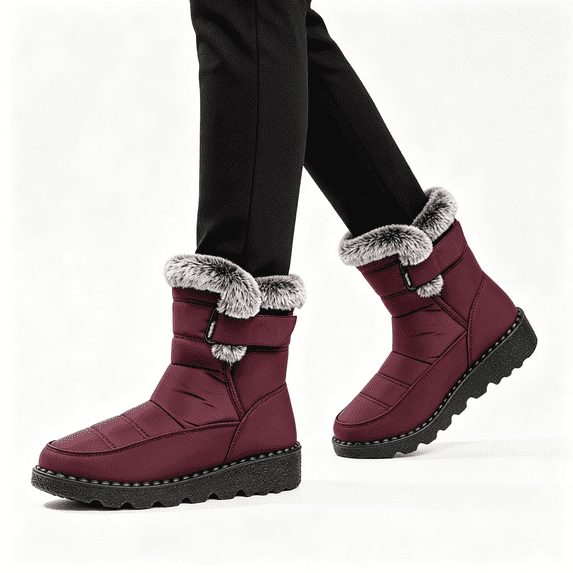 CAZOFW Warm Boots for Women Fleece Lined Snow Boots with Skid-resistant treaded sole