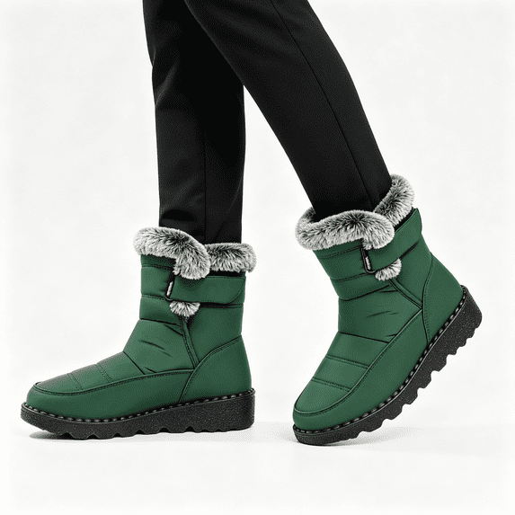 CAZOFW Warm Boots for Women Fleece Lined Snow Boots with Skid-resistant treaded sole