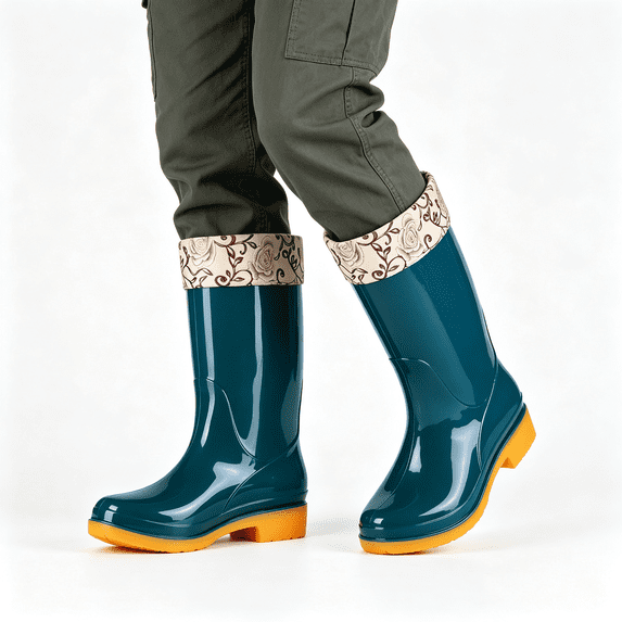 CAZOFW Winter Rain Boots for Women Fleece Lined Waterproof Boots with Thick Traction Sole