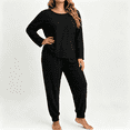 thumbnail image 1 of CAZOFW Women Pajamas,Plus Size 2 Piece Long Sleeve Top,Long Pant,Soft Loose Loungewear Sleep Pjs Sizes XL-5X, 1 of 6
