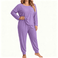 thumbnail image 1 of CAZOFW Women's Plus Size Pajamas,2 Piece Long Sleeve Top,Long Pant,Soft Loose Loungewear Sleep Pjs Sizes XL-5X, 1 of 6