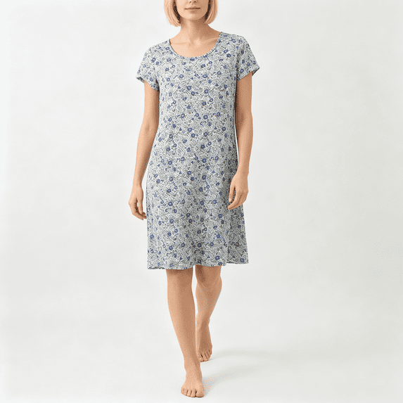 CAZOFW Womens Nightgown,Short Sleeve Printed Loose Pajama Dress for Women Casual Sleepshirts Loungewear Sizes S-XL