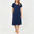 thumbnail image 1 of CAZOFW Womens Nightgown，V-Neck Short Sleeve Loose Pocket Short Nightdress Homewear Sizes S-2XL, 1 of 6