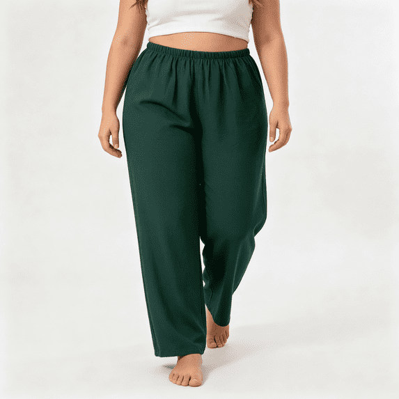 CAZOFW Womens Pajama Pants Cotton Soft Straight Leg Lounge Trousers Casual Sleep Wear
