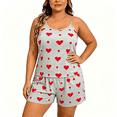 thumbnail image 1 of CAZOFW Womens Pjs,Plus Size Heart Print Cami Shorts Set, Sleeveless Sleepwear Lounge Outfit Sizes XL-5X, 1 of 6