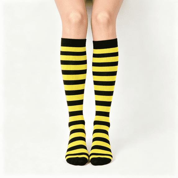 CAZOFW Womens Socks Knee High Striped Christmas Socks, Warm Soft Stretchy Knit, Cozy Winter Casual Legwear Daily