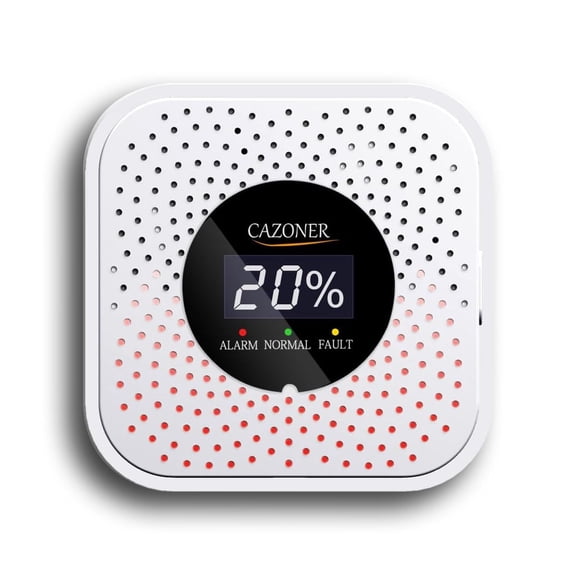CAZONER Natural Gas Detector, 10-Year Lifespan, Home Kitchen RV Methane & Propane Alarm, LCD Screen