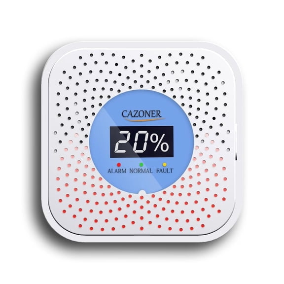 CAZONER Natural Gas Detector with 10-Year Lifespan for RV & Home, Methane & Propane Alarm, Digital LCD Display