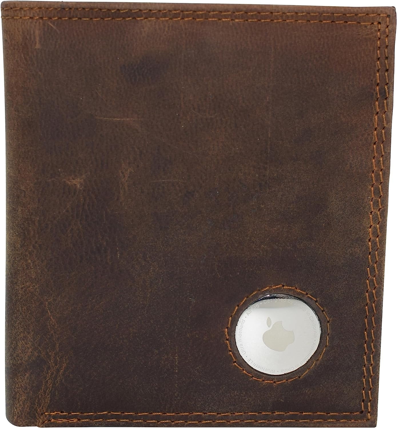 CAZORO AirTag Wallet for Men - RFID Blocking Vintage Leather Slim Hipster Bifold Wallet with Air Tag Holder Brown