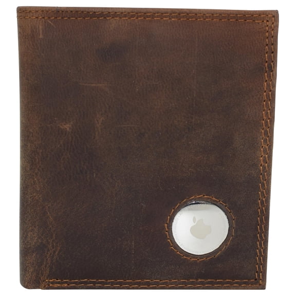 CAZORO AirTag Wallet for Men - RFID Blocking Vintage Leather Slim Hipster Bifold Wallet with Air Tag Holder Brown