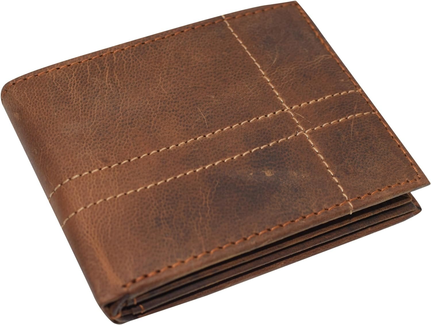 CAZORO Large Bifold Double ID Window Wallet RFID blocking Vintage