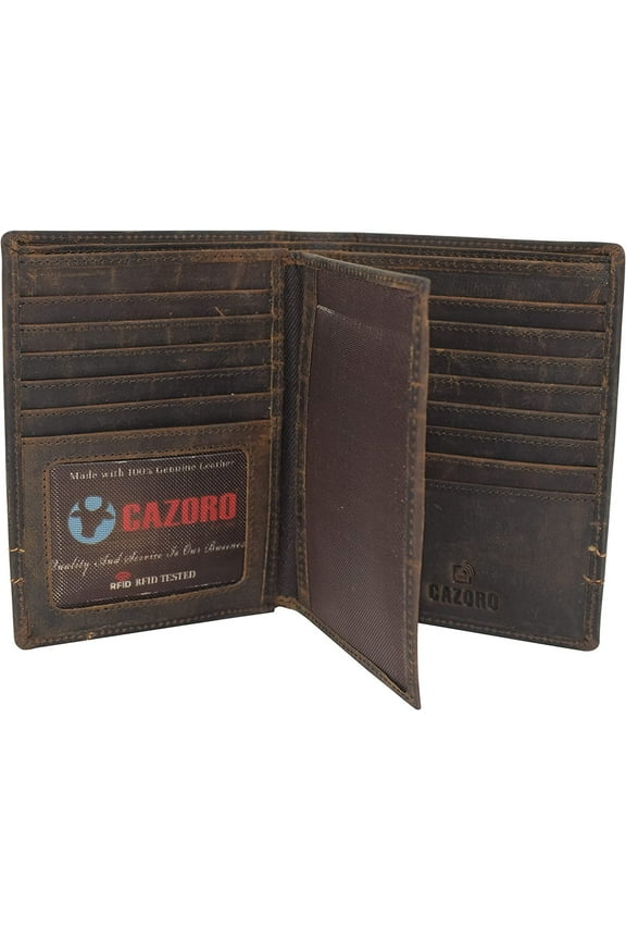 Men's Hipster Bifold RFID Blocking Vintage Leather Multi-Card ID Holder European Wallet for Men Brown Logo