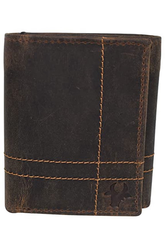 CAZORO Men's RFID Blocking Vintage Genuine Leather Classic Trifold Wallet for Men with Box
