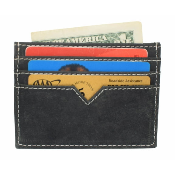 CAZORO Men's Vintage Leather Minimalist Card Case Front Pocket Wallet for Men Black